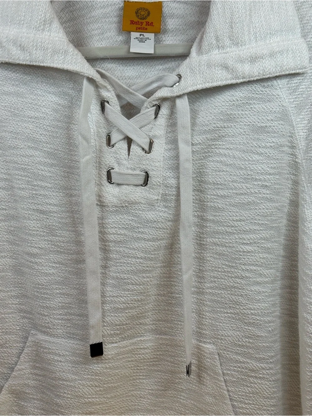 Ruby Rd. PL White Lace-Up Pullover Sweater - Picture 2 of 6